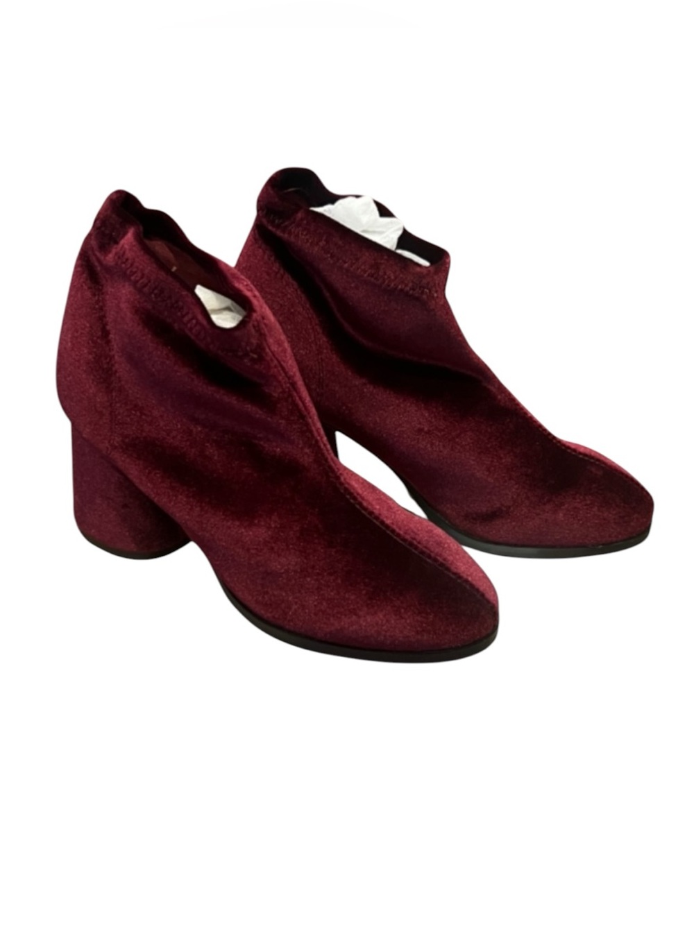 New Lov Mark Slinky Wine Velvet/Burgundy Velvet Heeled Booties Size 6 - Picture 4 of 15